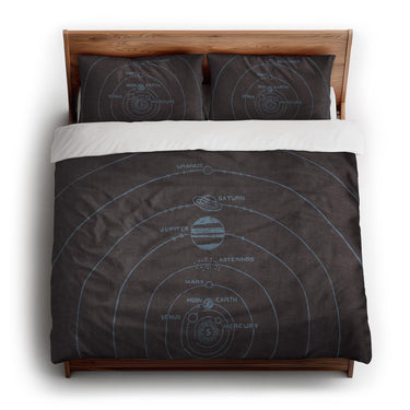 Solar System Burgandy & Powder Blue king - cotton - White Backing
