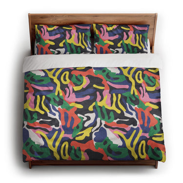 Umberto Black Multicolor king - cotton - White Backing