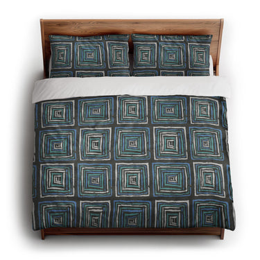Diego Black & Blue king - cotton - White Backing