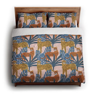 Tropical Cheetahs king - cotton - White Backing