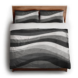 Sinuous Grey Monochrome king - cotton - White Backing