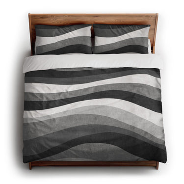 Sinuous Grey Monochrome king - cotton - White Backing
