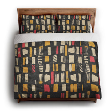 Milo Black Red & Yellow king - cotton - White Backing
