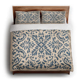 Floranna Ivory & Blue king - cotton - White Backing