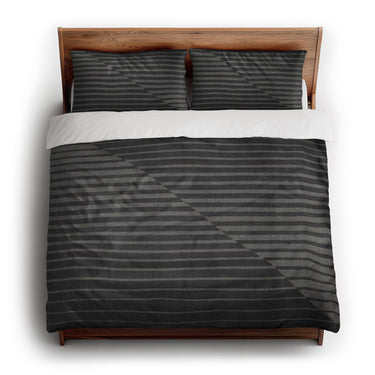 Euclid Black & Neutral Grey king - cotton - White Backing