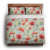 Watercolor Poppies king - cotton - White Backing