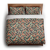 Pixel Mosaic Multicolor Earthtone king - cotton - White Backing