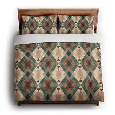 Spokane Sage Green & Taupe king - cotton - White Backing