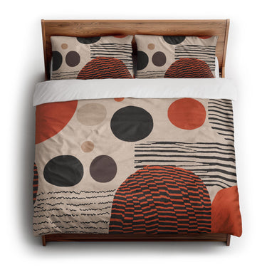 Charl Orange & Taupe king - cotton - White Backing
