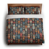 Tribal Masks king - cotton - White Backing