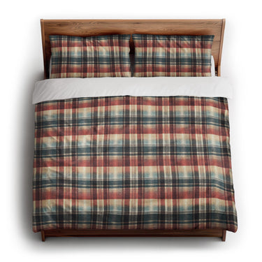 Monaghan Plaid Blue & Red king - cotton - White Backing