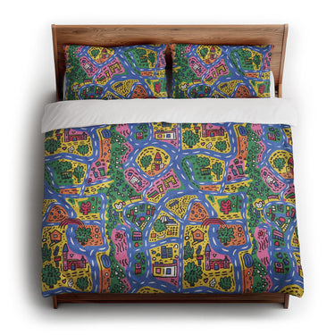 Kids Road Map king - cotton - White Backing