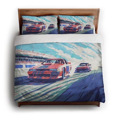 8 Bit Stock Cars king - cotton - White Backing