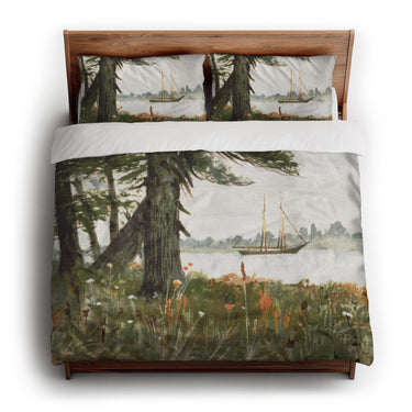 Old Hemlocks by Louis K Harlow king - cotton - White Backing