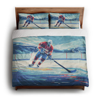 8 Bit Pond Hockey king - cotton - White Backing