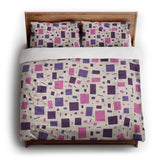 Geometric Confetti Purple & Pink king - cotton - White Backing