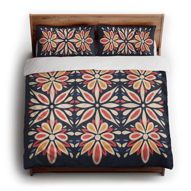 Jasmina Navy Multicolor king - cotton - White Backing