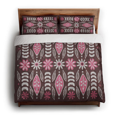 Topanga Burgandy & Pink king - cotton - White Backing