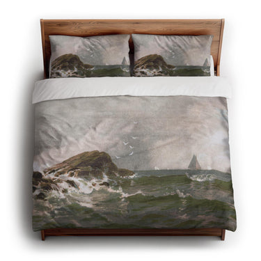 Stormy Narragansett Pier by Thomas Bircher king - cotton - White Backing