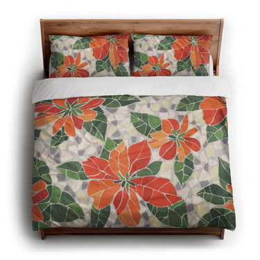 Mosaic Poinsettia Orange king - cotton - White Backing