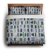 Milo Blue & Green king - cotton - White Backing