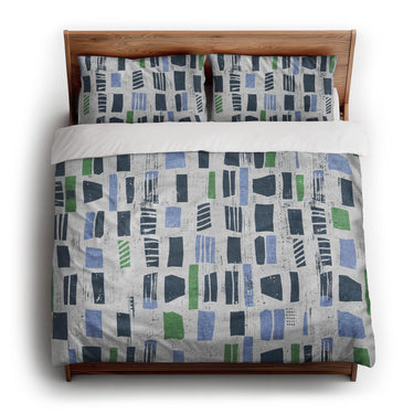 Milo Blue & Green king - cotton - White Backing
