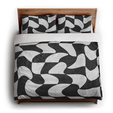 Twyla Checkered Black & White king - cotton - White Backing