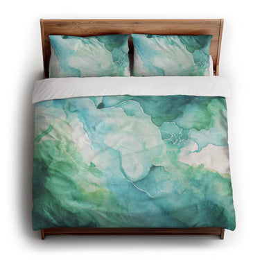 Zephyr Watercolor Emerald king - cotton - White Backing