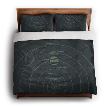 Solar System Navy & Mint king - cotton - White Backing