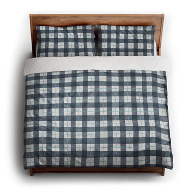 Wallace Plaid Blue & Teal king - cotton - White Backing