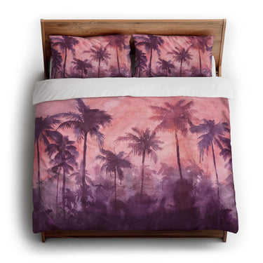 Sunset Palms Pink & Purple king - cotton - White Backing