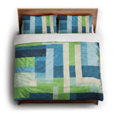 Henry Blue & Green king - cotton - White Backing
