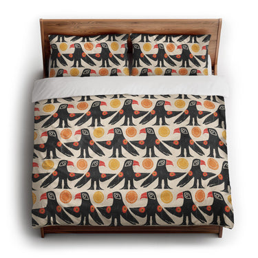 Tribal Birds Ivory king - cotton - White Backing