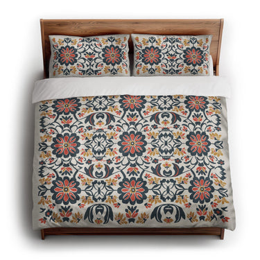 Georgiana Navy & Red king - cotton - White Backing