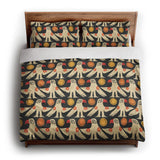 Tribal Birds Black king - cotton - White Backing