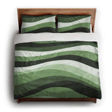 Sinuous Green Monochrome king - cotton - White Backing
