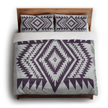 Reyno Eggplant & Stone king - cotton - White Backing