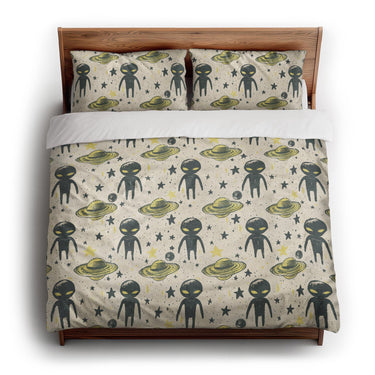Space Aliens king - cotton - White Backing