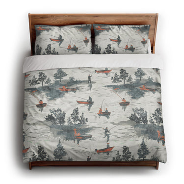 Gone Fishing king - cotton - White Backing