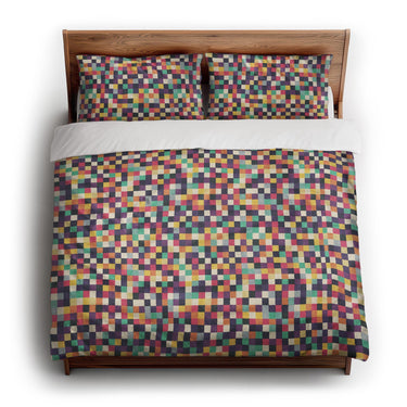 Pixel Mosaic Multicolor Midtone king - cotton - White Backing