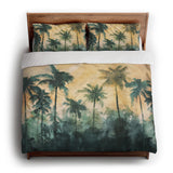 Sunset Palms Green & Orange king - cotton - White Backing