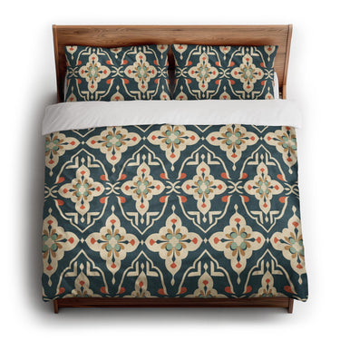 Merrin Blue & Ivory king - cotton - White Backing