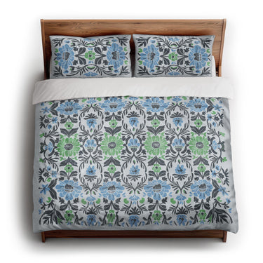 Corriana Blue & Green king - cotton - White Backing