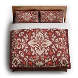 Annette Red & Ivory king - cotton - White Backing