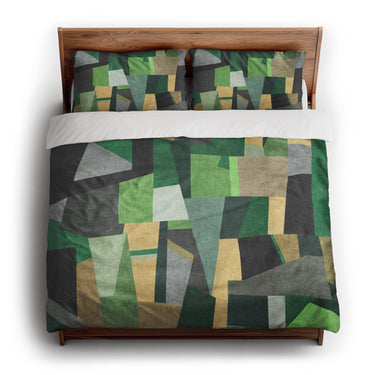 Baxter Green & Yellow king - cotton - White Backing