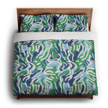 Leonardo Blue Green king - cotton - White Backing