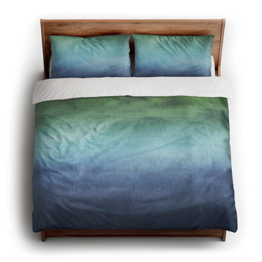 Micah Watercolor Blue & Green king - cotton - White Backing