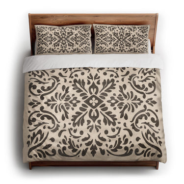 Floranna Ivory & Black king - cotton - White Backing