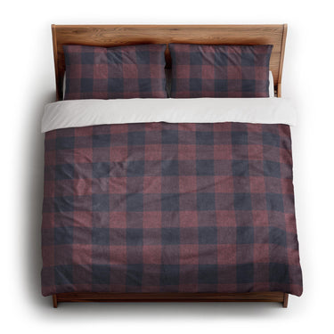 Buffalo Plaid Maroon & Navy king - cotton - White Backing