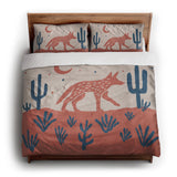 Desert Coyote Denim Blue & Terracotta king - cotton - White Backing